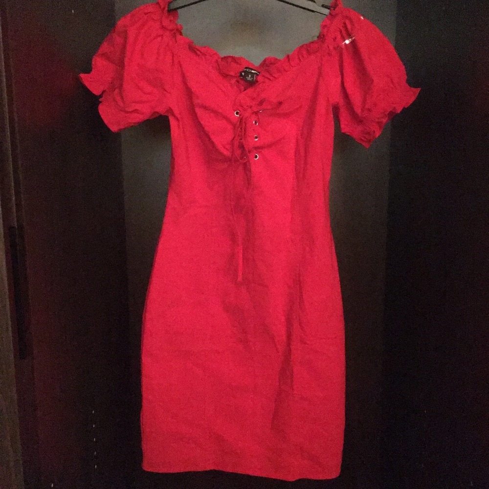 Fashion Nova Off the Shoulder Red Dress